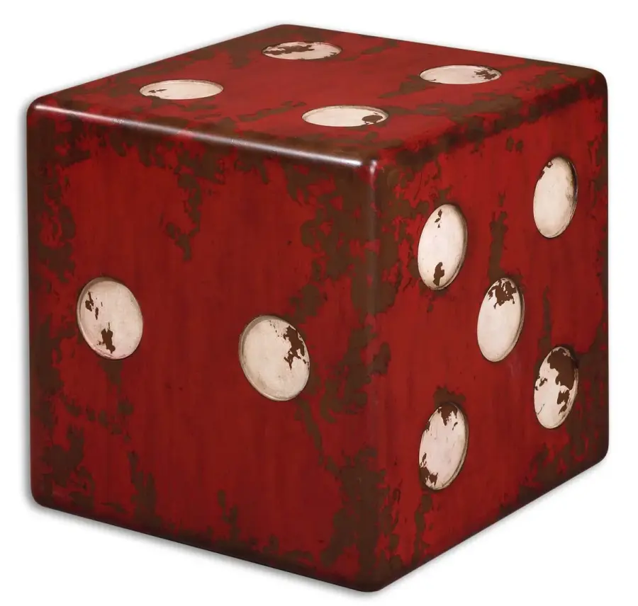 Dice Accent Table in Burnt Red