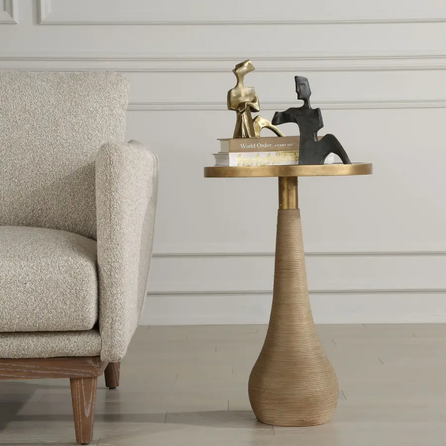 Terra Accent Table in Antique Brass