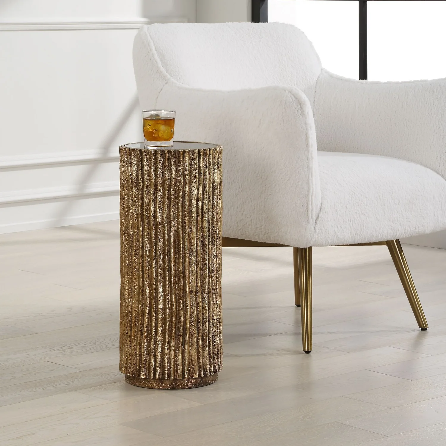Echo Drink Table in Antique Gold