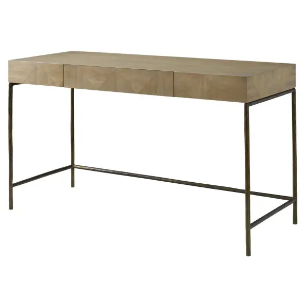 The Aristotle Desk Provides Any Room With A Clean-lined Contemporary Work-space. Finished In A Vibrant Primavera Wood Veneer With A Natural Finish And A Sturdy Antique Gold Cast Iron Base, This Desk Is The Perfect Blend Of Warm And Rugged Sophistication. Features One Center Storage Drawer. Collection: Aristotle Designer: Matthew Williams Finish: Natural Width: 52.00" Height: 30.00" Length: 20.00" Weight: 87.12 lb Material: Cast Iron , Mdf, Pramavera Veneer Country of Origin: Vietnam Safety Rating: Indoor Only