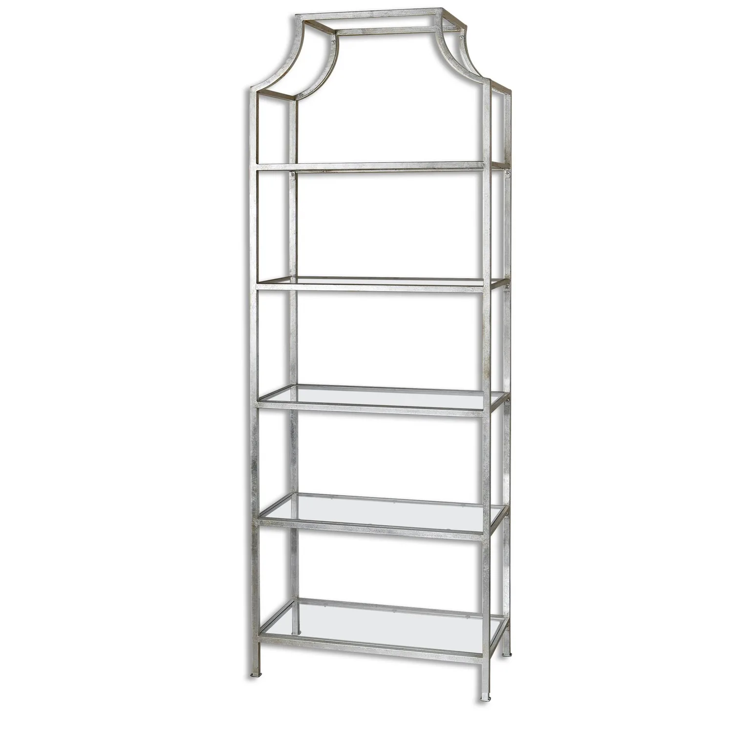 Aurelie Etagere in Silver Leafed Iron w/ Clear