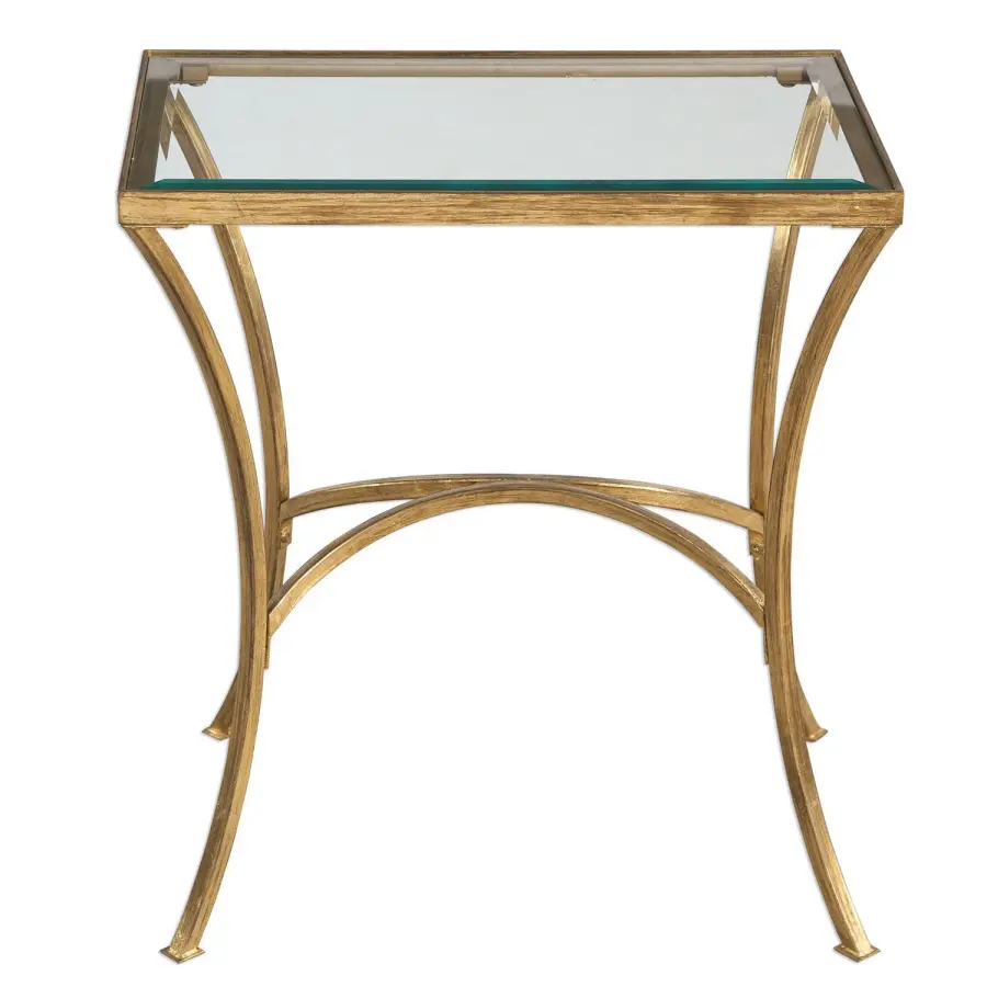 Alayna End Table in Antiqued Gold Leaf