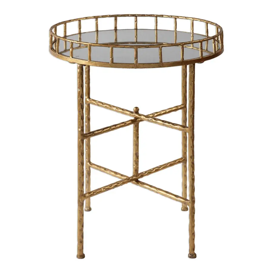 Tilly Accent Table in Bright Gold Leaf