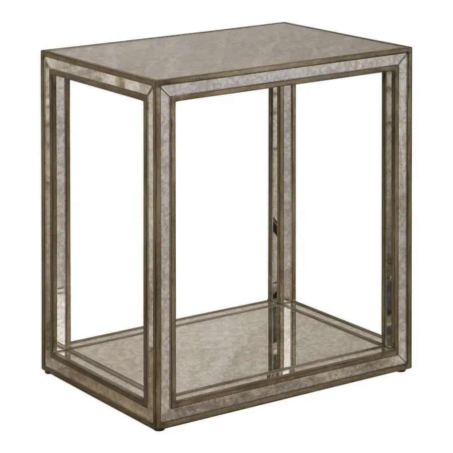 Julie End Table in Burnished Antique Gold