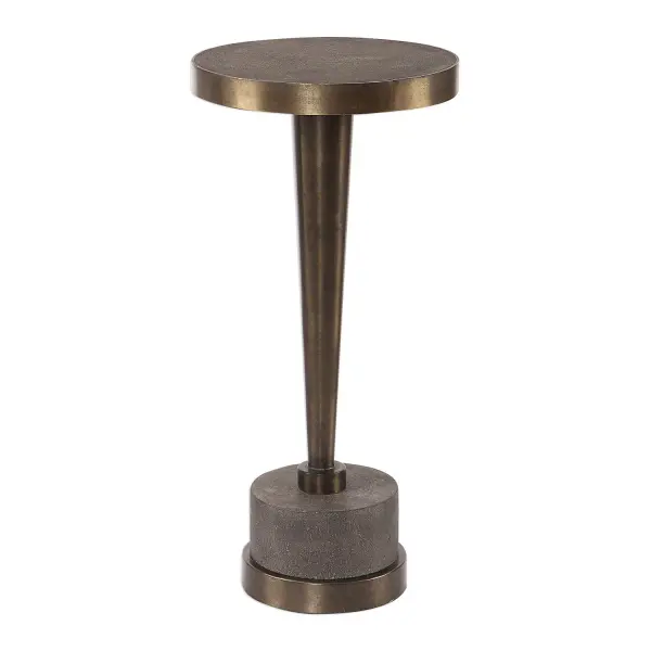 A Perfect Landing Spot For A Drink Or A Book, This Mixed Material Accent Elevates The Industrial Feel Of Natural Gray Concrete With Modern Accents Of Oxidized Bronze Steel. Collection: Masika Designer: Matthew Williams Finish: Oxidized Bronze Steel Width: 10.50" Height: 21.63" Length: 10.50" Weight: 16.79 lb Material: Concrete, Iron Country of Origin: China Safety Rating: Indoor Only
