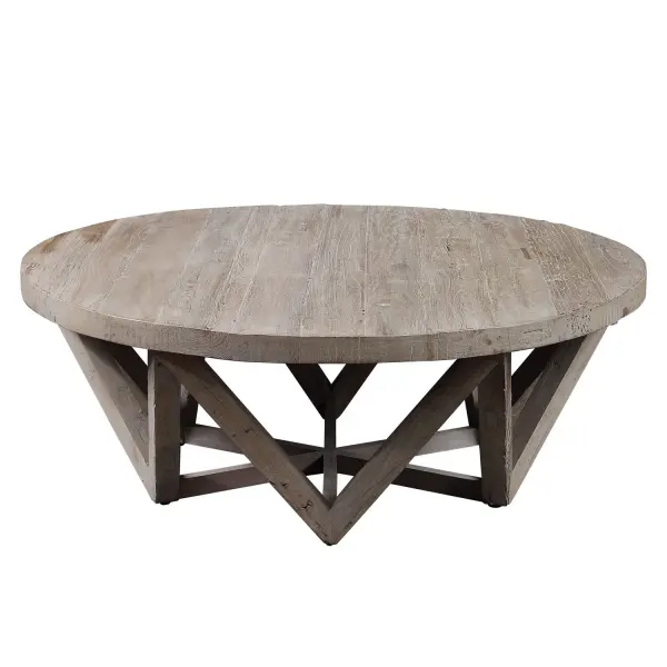 Constructed From Reclaimed Elm Wood, This Cocktail Table Features Natural Wood Grain And Rustic Texture With A Geometric, Triangle Base. Solid Wood Will Continue To Move With Temperature And Humidity Changes, Which Can Result In Small Cracks And Uneven Surfaces, Adding To Its Authenticity And Character. Collection: Kendry Designer: Matthew Williams Finish: Natural Wood Width: 48.00" Height: 17.50" Length: 48.00" Weight: 116.84 lb Material: Old Elm Country of Origin: China Safety Rating: Indoor Only