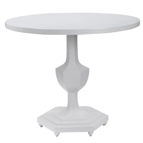Showcasing A Geometric Shaped Base, This Traditionally Inspired Foyer Table Is Finished In Gloss White Giving It An Updated Modern Feel. Collection: Kabarda Designer: Jim Parsons Finish: Gloss White Width: 32.00" Height: 30.00" Length: 32.00" Weight: 65.00 lb Material: Mdf & Resin & Poplar Country of Origin: China Safety Rating: Indoor Only