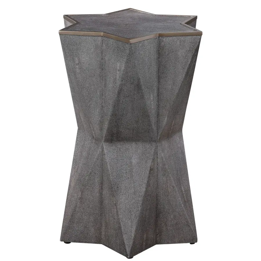 Capella Star-Shaped Accent Table in Charcoal Gray Faux Shagreen