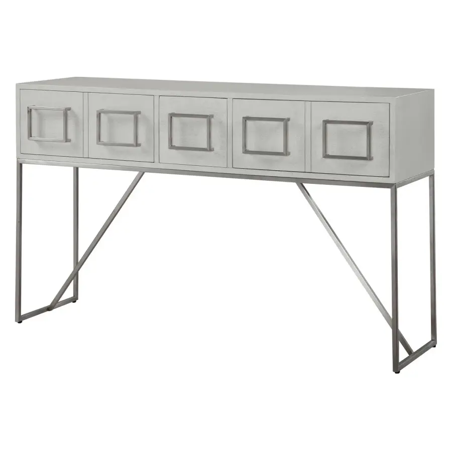 Abaya Console Table in Soft White With Light Gray