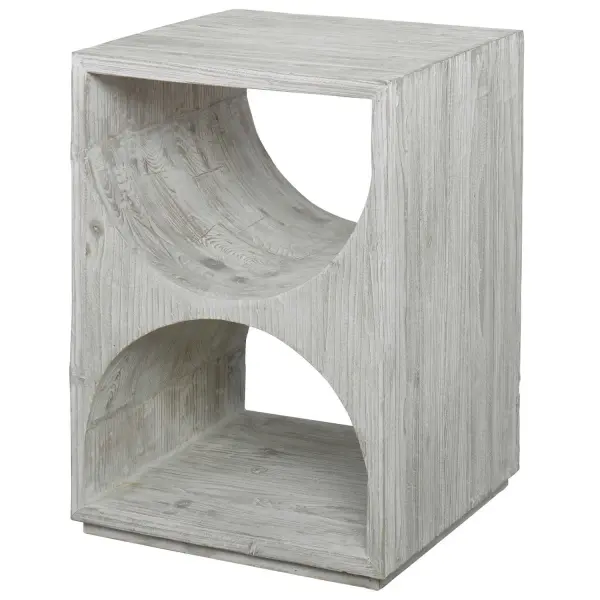 Influenced By Scandinavian Style, This Side Table Is Constructed From Solid Fir Wood With Simple Carved Cut Outs And Is Finished In A Distressed Ivory With Rub-through Details. Solid Wood Will Continue To Move With Temperature And Humidity Changes, Which Can Result In Cracks And Uneven Surfaces, Adding To Its Authenticity And Character. Collection: Hans Designer: Matthew Williams Finish: Distressed Ivory Width: 18.00" Height: 25.00" Length: 18.00" Weight: 38.46 lb Material: Fir Wood, Plywood Country of Origin: China Safety Rating: Indoor Only