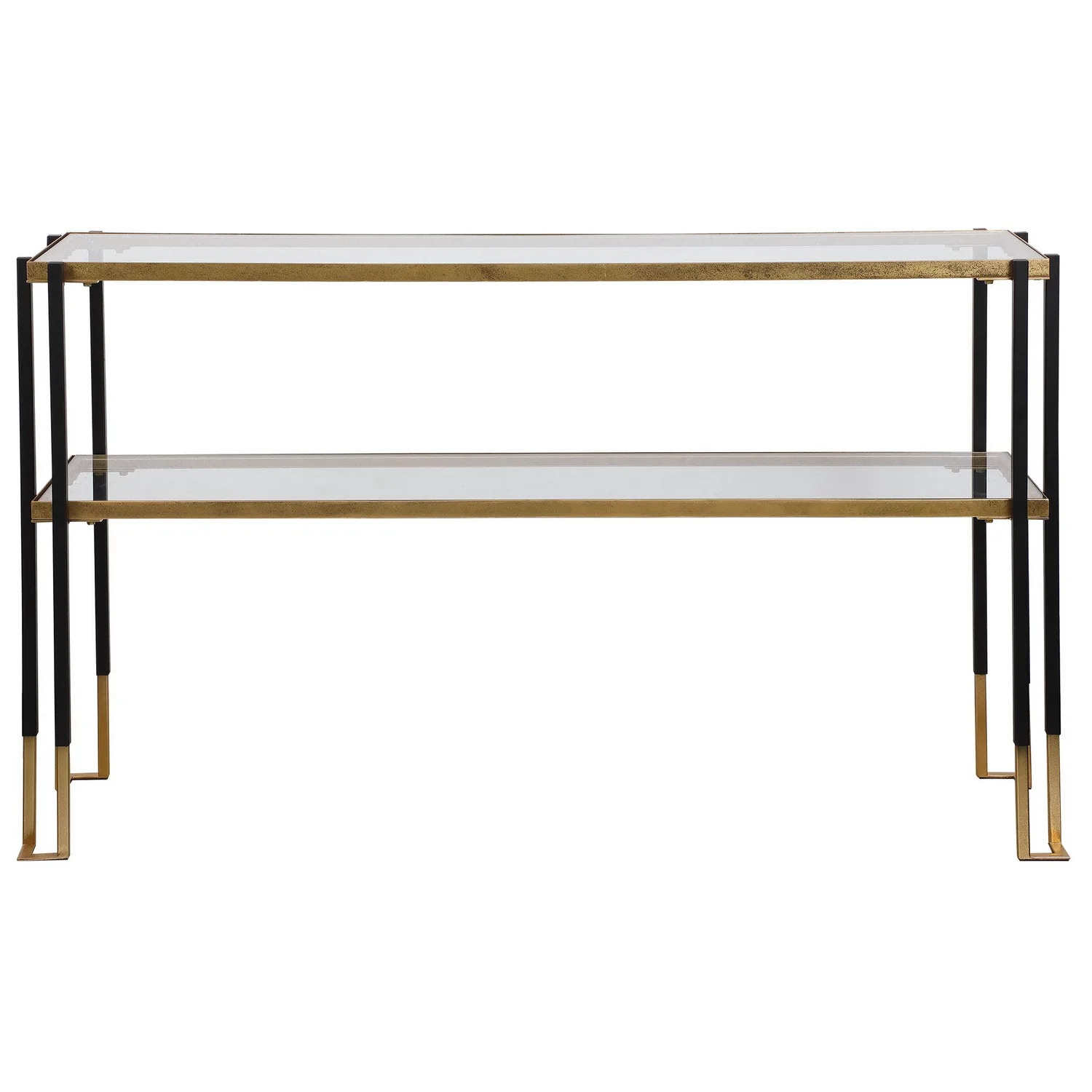 Kentmore Console Table in Matte Black And Brushed Gold
