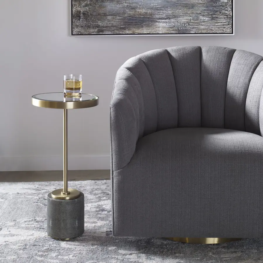 Laurier Round Accent Table in Brushed Brass