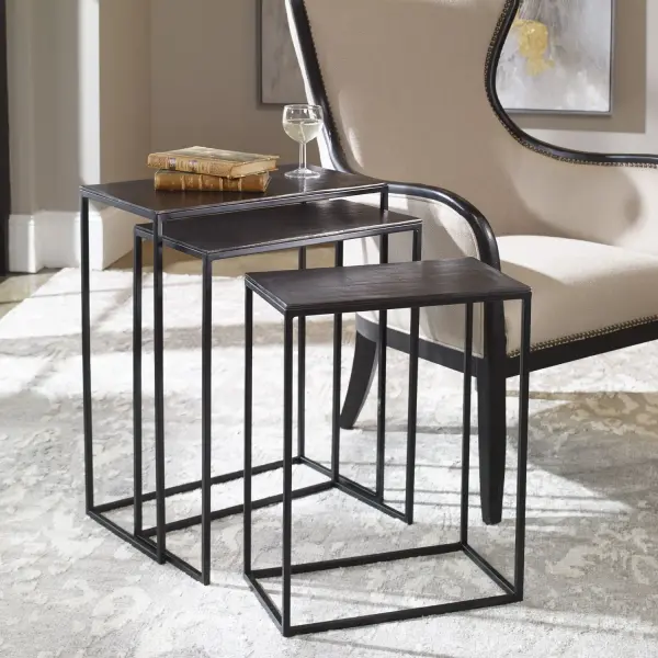 Coreene Nesting Tables, Set of 3 in Antique Bronze