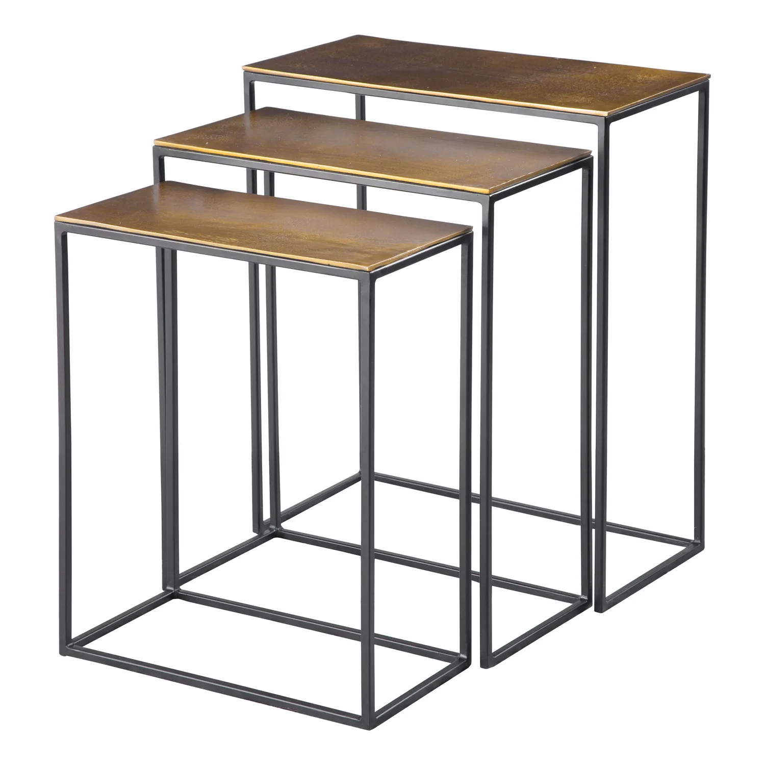 Coreene Nesting Tables, Set/3 in Aged Black Iron