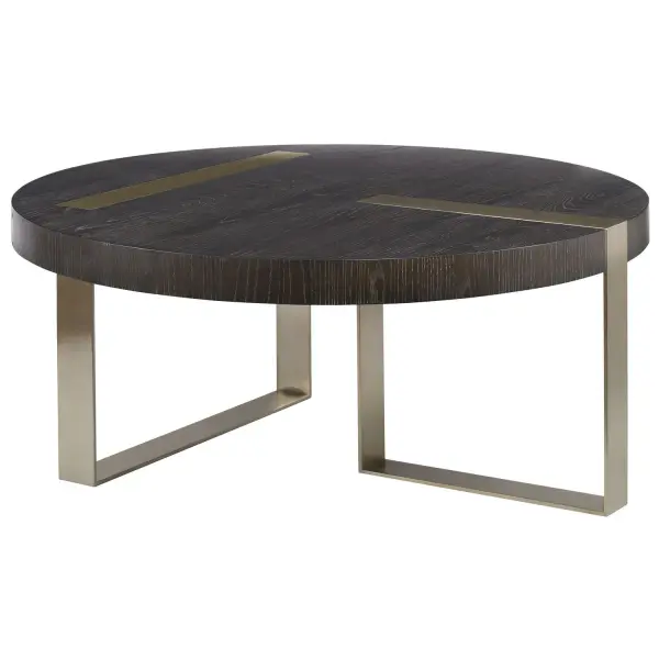 Sleek And Modern, This Coffee Table Showcases Linear Steel Accents Plated In A Brushed Pewter Accented By A Dry Ebony Finished Oak Veneer Top With Wire Brushed Details That Enhance The Natural Wood Grain. Collection: Converge Designer: Matthew Williams Finish: Brushed Pewter Width: 42.00" Height: 18.00" Length: 42.00" Weight: 68.00 lb Material: Mdf And Metal Country of Origin: Vietnam Safety Rating: Indoor Only