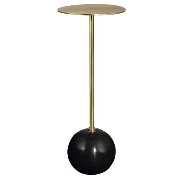 This Sophisticated Drink Table Goes Wherever The Party Goes. An Elegant Honed Black Marble Foot With Natural White Veining Supports The Solid Brass Top Perfect For Holding A Book Or Drink. Because Of The Natural Characteristics Of Marble, Each Piece Will Have Unique Veining Patterns. Collection: Gimlet Finish: Brushed Brass Width: 8.50" Height: 22.00" Length: 8.50" Weight: 15.43 lb Material: Metal, Marble, Solid Brass Country of Origin: China Safety Rating: Indoor Only