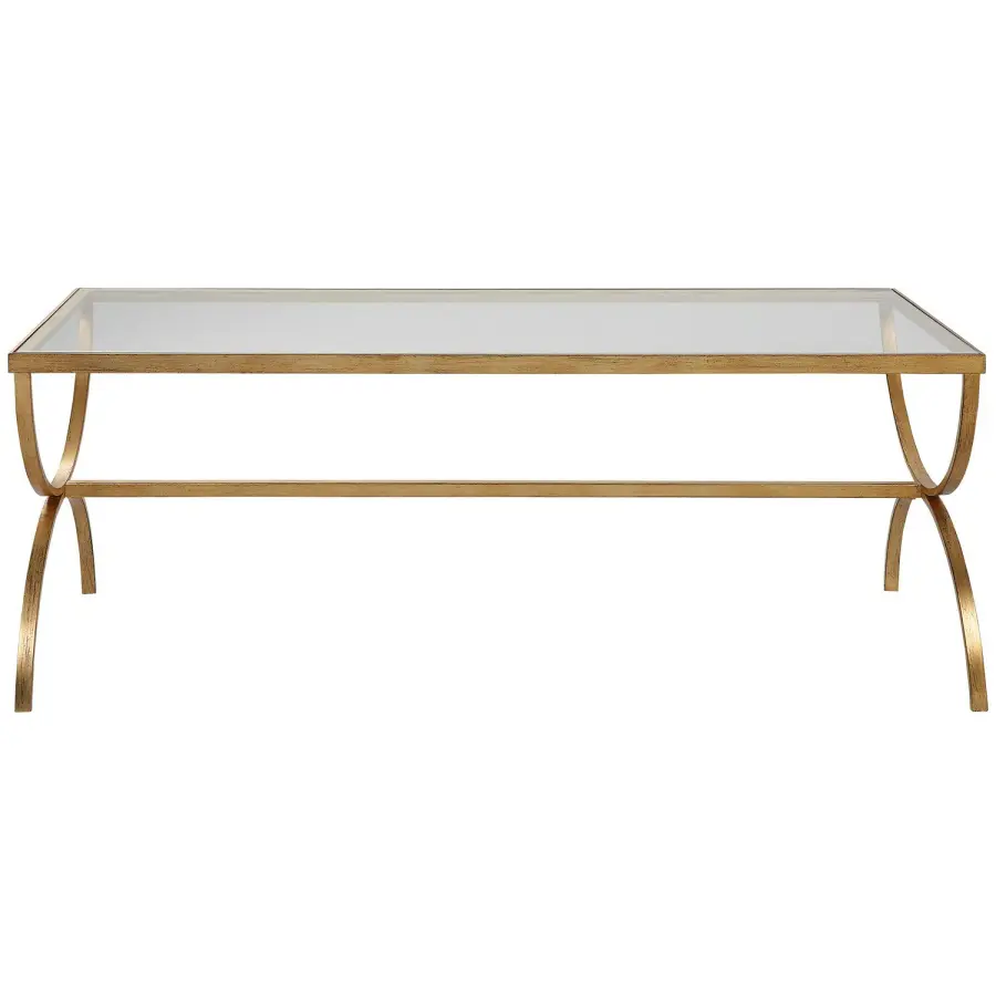 Crescent Coffee Table in Antiqued Gold