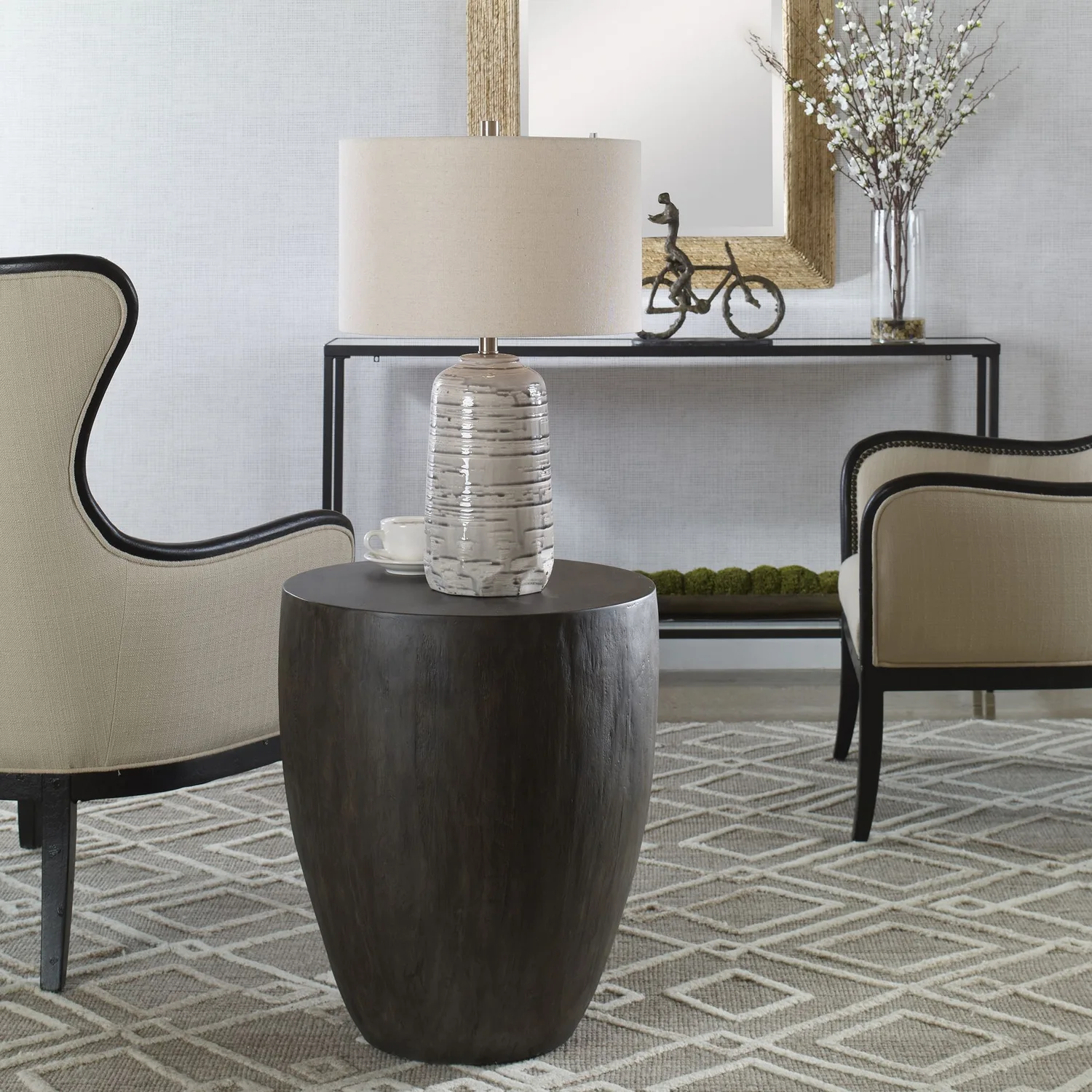 Lark End Table in Textured Aged Walnut