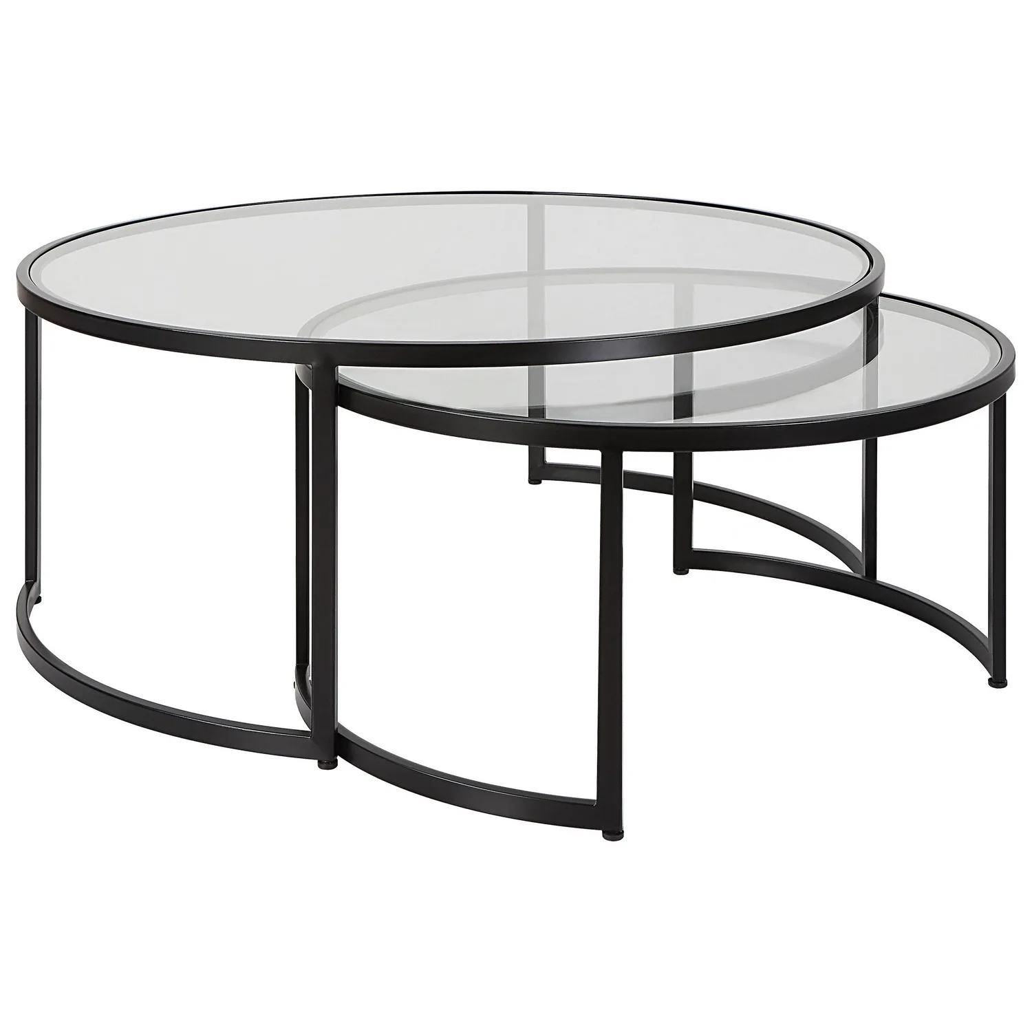 Rhea Nesting Coffee Tables S/2 in Satin Black