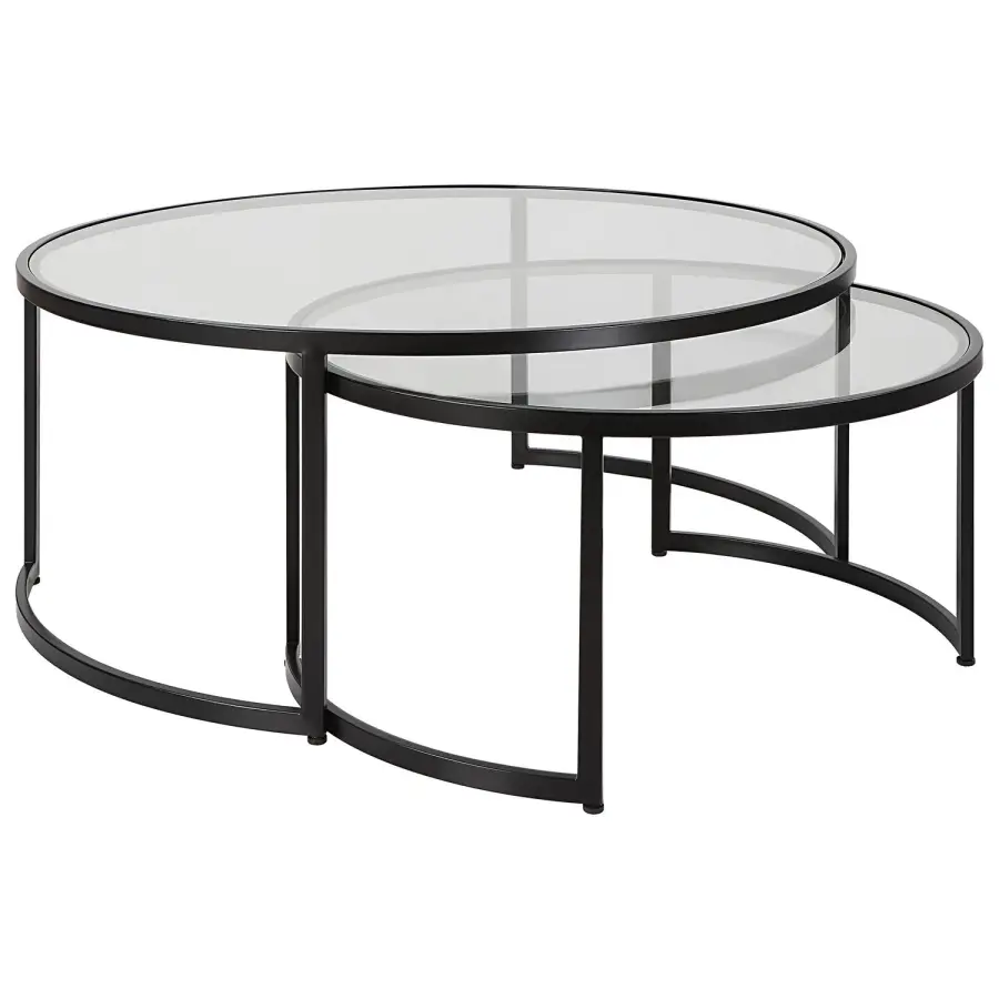 Rhea Nesting Coffee Tables - Set of 2 in Satin Black