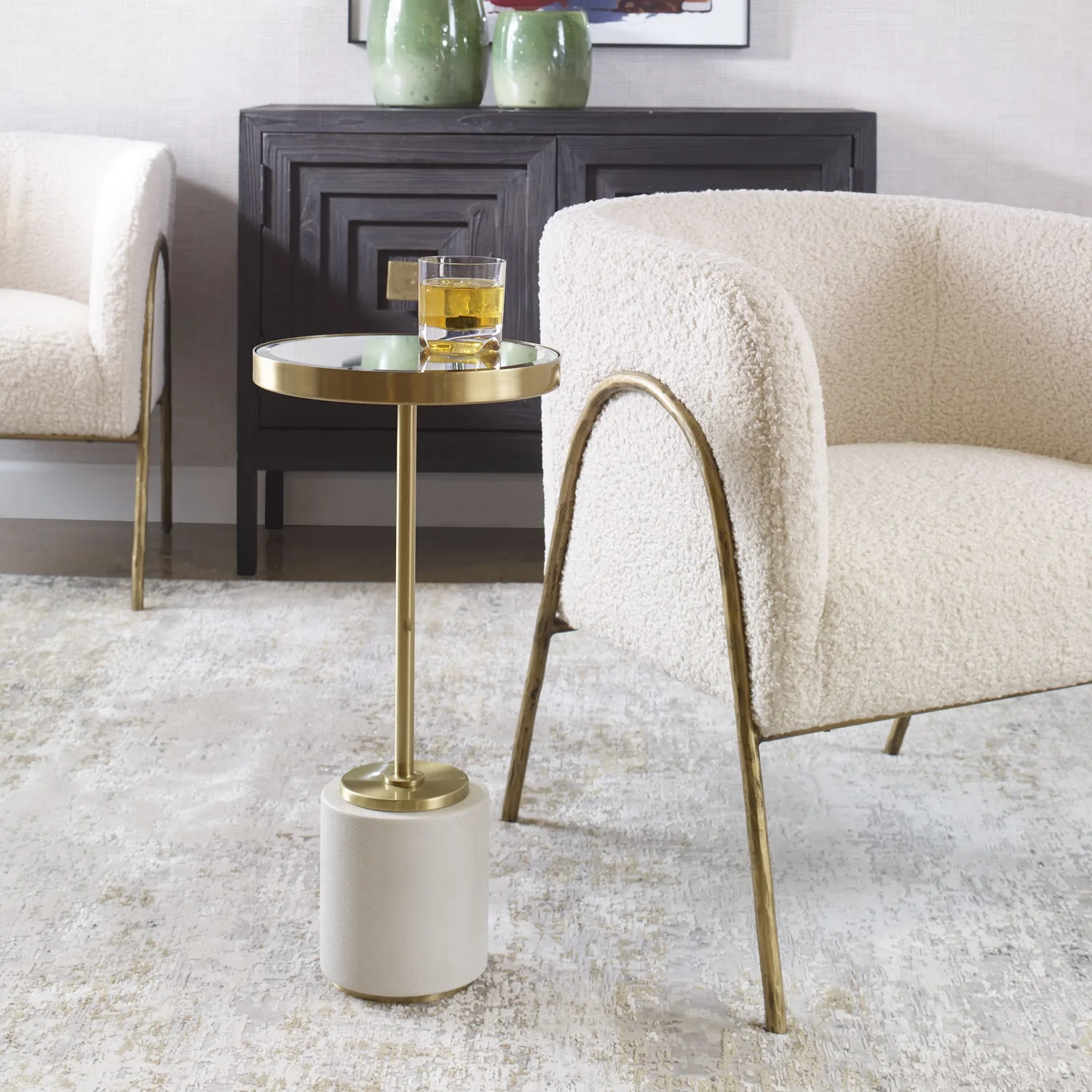 Laurier Drink Table in Brushed Brass