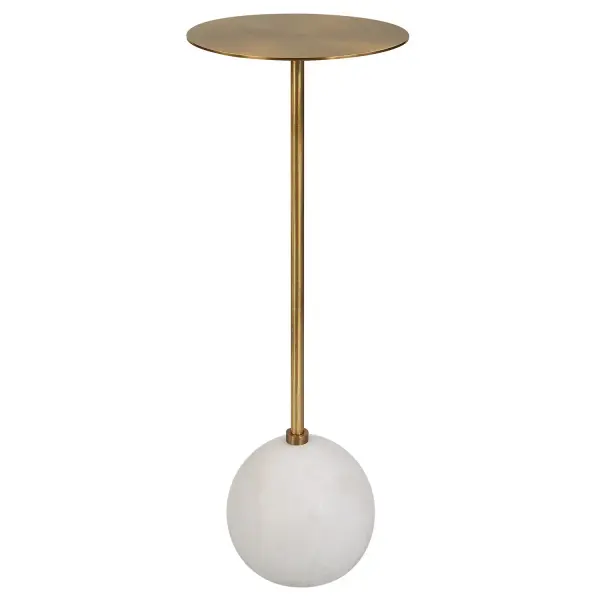This Sophisticated Drink Table Goes Wherever The Party Goes. An Elegant Honed White Marble Foot Supports The Solid Brass Top, Perfect For Holding A Book Or Drink. Because Of The Natural Characteristics Of Marble, Each Piece Will Have Unique Veining Patterns. Collection: Gimlet Finish: Solid Brass Width: 8.50" Height: 22.00" Length: 8.50" Weight: 15.43 lb Material: Iron, Marble, Solid Brass Country of Origin: Vietnam Safety Rating: Indoor Only