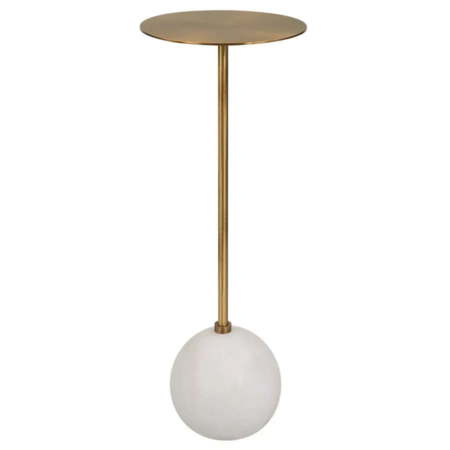 Gimlet Solid Brass Drink Table with Marble Base