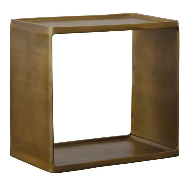 Taking Inspiration From Industrial Style, This Cast Aluminum Accent Table Features A Classy Look With A Tray Style Top In A Rich Antique Brass Finish. The Open Center Allows For Extra Display Space. Collection: Derwent Finish: Antique Brass Width: 20.00" Height: 19.00" Length: 12.00" Weight: 19.00 lb Material: Aluminum Country of Origin: India Safety Rating: Indoor Only