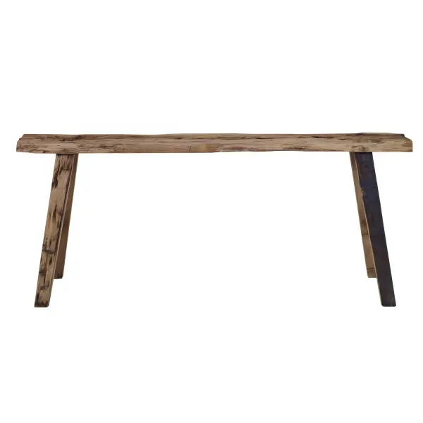 Perfect For An Entryway Or At The Foot Of A Bed, This Rustic Bench Is Handcrafted From 100% Reclaimed Pine Wood. Each Piece Is Complete With Rich Graining, Distress Marks And Shading, Showcasing The Unique History Of Each Board. Solid Wood Will Continue To Move With Temperature And Humidity Changes, Which Can Result In Small Cracks And Uneven Surfaces, Adding To Its Authenticity And Character. Collection: Paddock Finish: Pine Wood Width: 50.00" Height: 20.00" Length: 13.50" Weight: 15.00 lb Material: Wood Country of Origin: India Safety Rating: Indoor Only