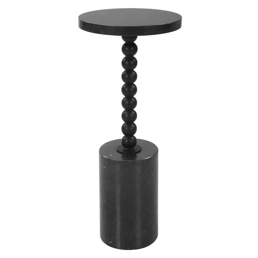 Uttermost Bead Drink Table in Solid Black Marble