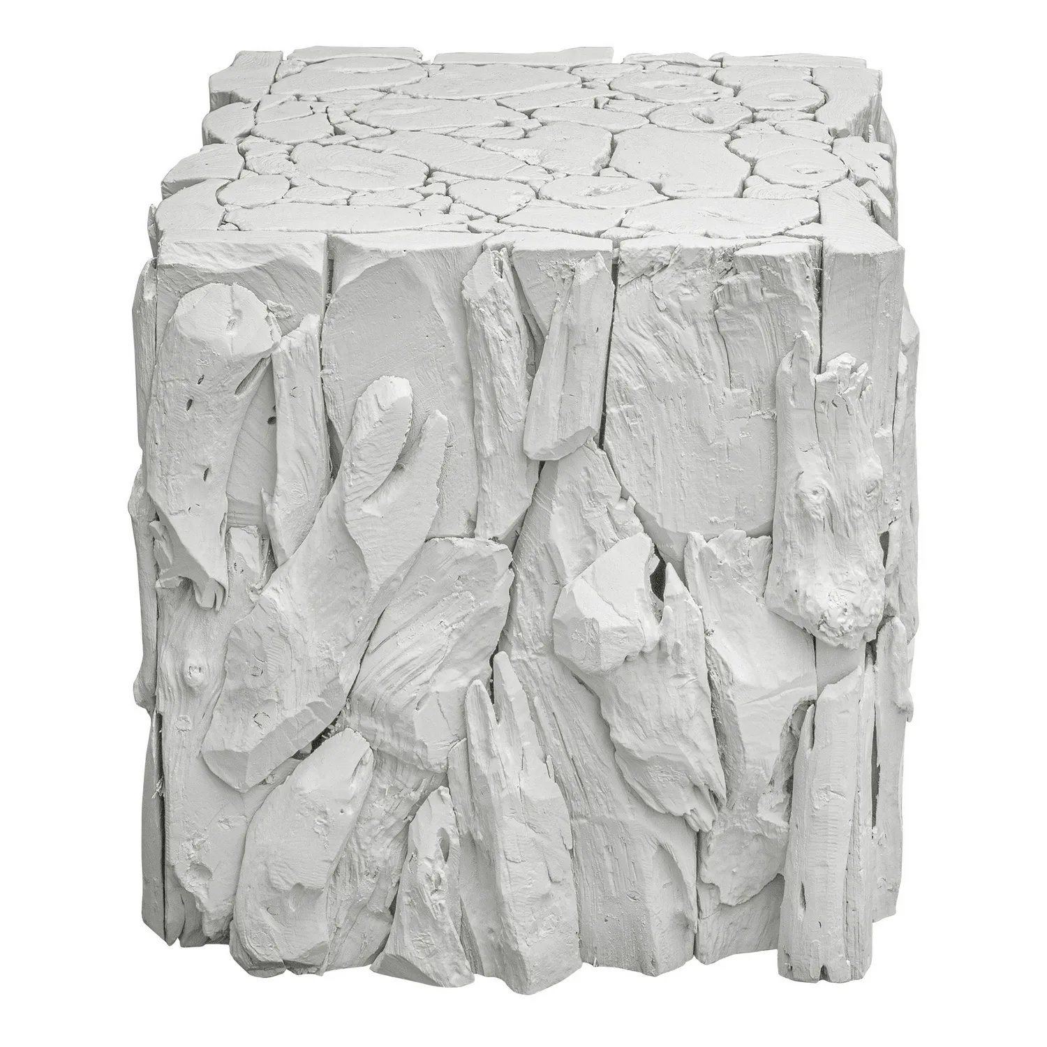 Uttermost Teak Root Cube in White