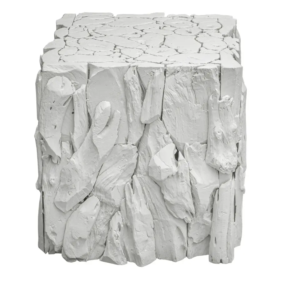 Uttermost Teak Root Cube in White