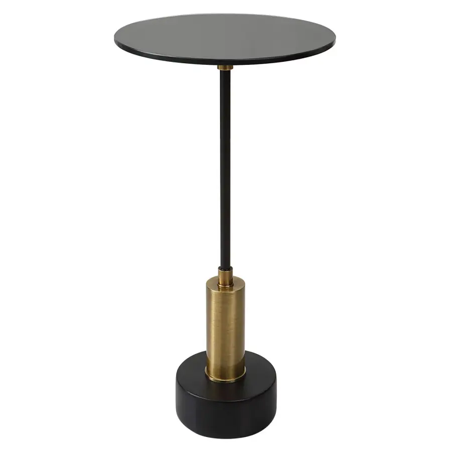 Spector Round Accent Table in Brushed Brass and Satin Black Iron