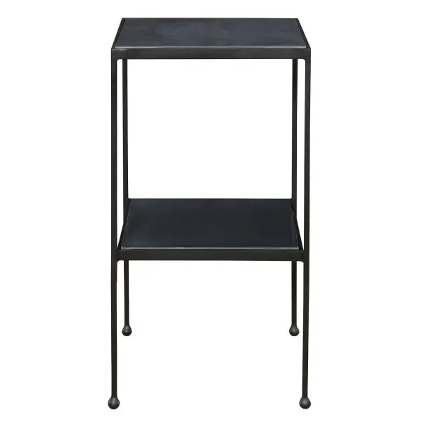 Constructed From Solid Iron, This Accent Table Is Finished In A Smooth Matte Black With Double Black Honed Marble Shelves. Collection: Sherwood Finish: Matte Black Width: 13.00" Height: 25.00" Length: 13.00" Weight: 30.00 lb Material: Marble, Iron Country of Origin: India Safety Rating: Indoor Only