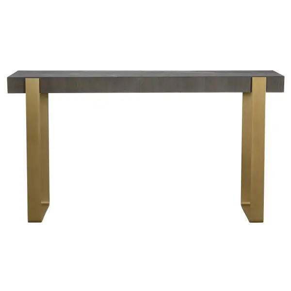Contemporary In Style, This Console Features A Striking Diamond Ash Veneer Top In A Dark Walnut Stain With Light Gray Glazing. The Iron Strap Legs Are Finished In A Warm Brushed Brass. Collection: Kea Designer: REVELATION DESIGN Finish: Dark Walnut Stain Width: 60.00" Height: 33.00" Length: 15.00" Weight: 72.00 lb Material: Mdf, Ash Veneer, Iron Country of Origin: Vietnam Safety Rating: Indoor Only