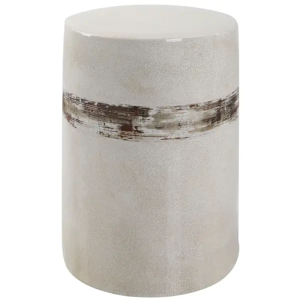 Showcasing A Rustic Casual Look, This Ceramic Garden Stool Features An Off-white Crackle Glaze With Distressed Rust Brown Details And Noticeable Ribbed Texture. May Be Used Outdoors, But Protection From Freezing Temperatures Is Recommended. Collection: Comanche Finish: Rust Brown Width: 13.00" Height: 18.00" Length: 13.00" Weight: 20.90 lb Material: Ceramic Country of Origin: China Safety Rating: Indoor/Outdoor