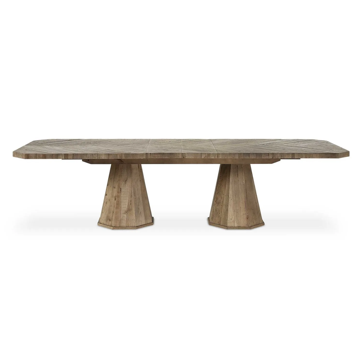 Caledon Extendable Dining Table in Reclaimed Oak with Herringbone Inlay