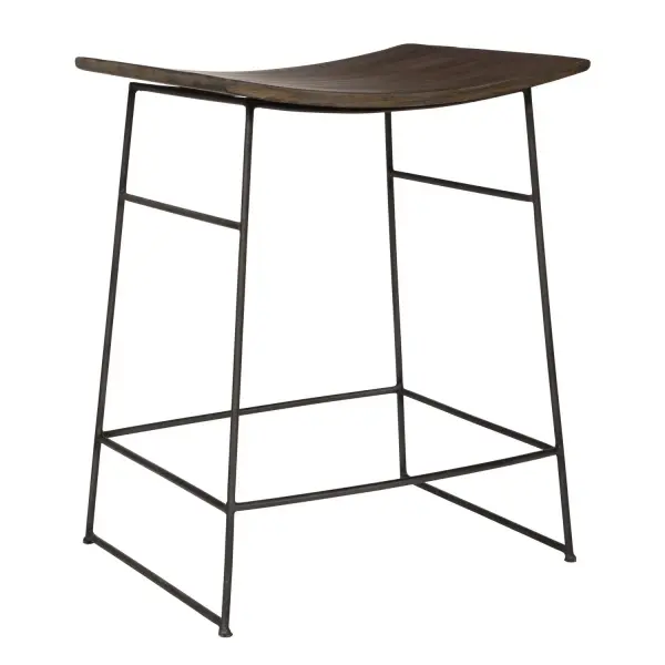 The Thura Counter Stool Blends Simplicity And Timeless Features To Create An Easy To Use Design. The Scooped Seat Is Crafted From Solid Mango In A Rich Walnut Finish With Durable Iron Legs In Dark Gunmetal. Collection: Thura Designer: Matthew Williams Finish: Dark Gunmetal Width: 20.63" Height: 26.00" Length: 16.00" Weight: 13.12 lb Material: Mango Wood With Metal Country of Origin: Indonesia Safety Rating: Indoor Only