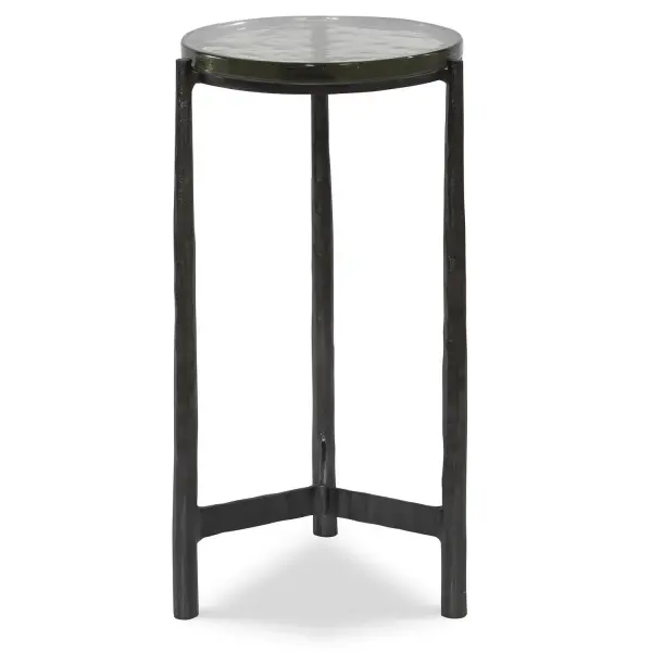 This Universal Accent Table Blends With Virtually Any Style. The Chiseled Cast Aluminum Base Is Finished In Dark Gunmetal And Is Accented By A Thick Textured Recycled Glass Top. Suitable For Outdoor Use. Collection: Eternity Finish: Dark Gunmetal Width: 12.00" Height: 22.50" Length: 12.00" Weight: 10.50 lb Material: Glass, Aluminum Country of Origin: India Safety Rating: Indoor/Outdoor