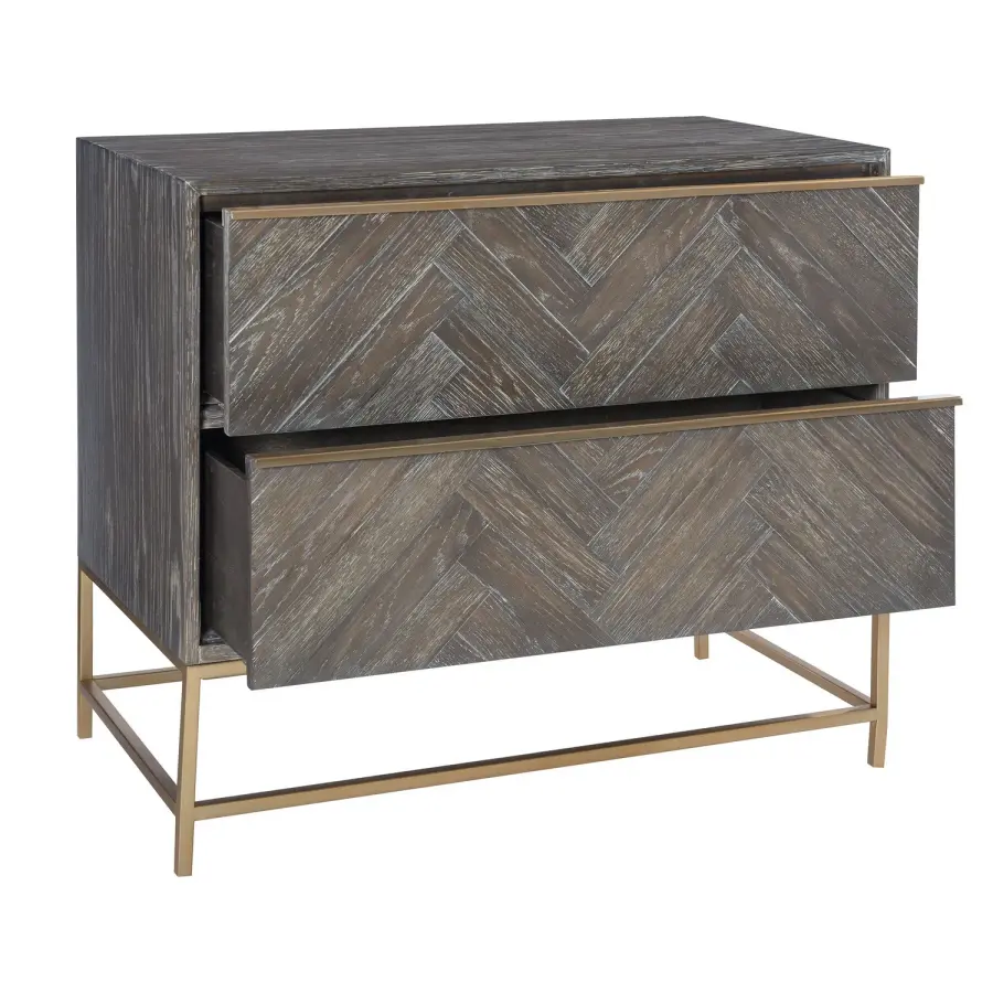 Armistead Two-Drawer Chest in Brushed Brass