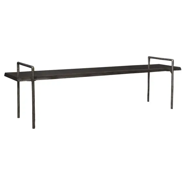 Modern Lodge Styling, Featuring A Solid Acacia Wood Seat With A Live Edge Look Stained In A Dark Gray With An Organically Textured Iron Frame Finished In Tarnished Silver. Collection: Chandos Designer: Grace Feyock Finish: Dark Gray Width: 76.00" Height: 23.00" Length: 18.00" Weight: 62.00 lb Material: Iron, Acacia Country of Origin: Vietnam Safety Rating: Indoor Only