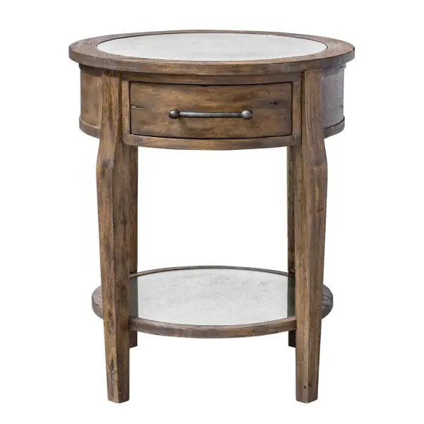 A Rustic Casual And Versatile Look, Constructed From Select Hardwoods With A Mango Veneer, Finished In A Weathered Pecan With A Gray Wash. Inset With Antique Mirrors On The Top And Gallery Shelf And Accented With An Industrial Bar Pull In Lightly Burnished Iron. Collection: Raelynn Designer: Matthew Williams Finish: Weathered Pecan With A Gray Wash Width: 24.50" Height: 28.50" Length: 24.50" Weight: 40.00 lb Material: Javawood With Mdf & Plywood Carb Phase 2 And Antique Mirror Country of Origin: Indonesia Safety Rating: Indoor Only