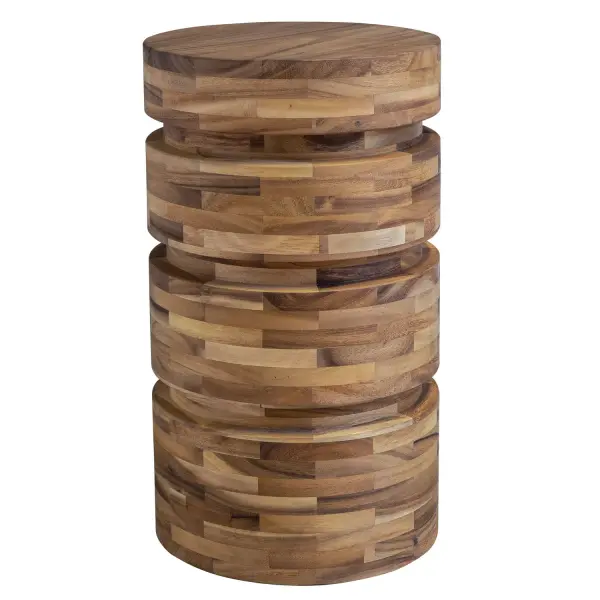 Showcasing The Beauty Of Monochromatic Natural Tones, This Drink Table Features Solid Acacia Wood Pieces With Asymmetrically Placed Cutouts, Creating A Perfect Landing Spot For A Glass Or Book. Collection: Boone Designer: TAYLOR WEST Finish: Solid Acacia Wood Width: 12.00" Height: 21.00" Length: 12.00" Weight: 21.60 lb Material: Accacia Wood With Plywood Country of Origin: Indonesia Safety Rating: Indoor Only
