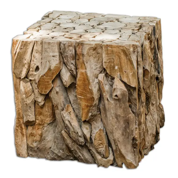 Natural Teak Wood, Skillfully Pieced Together Into An Artistic And Precise Sculpture With A Smoothly Sanded Top And Open Bottom, Multiplying Its Use As A Table, Seat, Or Box Planter. Collection: Teak Root Designer: Matthew Williams Finish: Teak Wood Width: 16.50" Height: 18.50" Length: 16.50" Weight: 24.00 lb Extension from Wall: 16.50" Material: Wood Country of Origin: Indonesia Safety Rating: Indoor Only