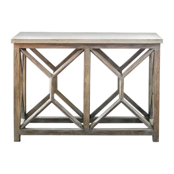Handcrafted From Solid Mixed Woods With An Natural Ivory Limestone Top, On A Geometric Base Finished In A Warm Oatmeal Wash. True To The Characteristics Of Natural Stone, Each Piece Will Have Unique Coloration And Veining. Solid Wood Will Continue To Move With Temperature And Humidity Changes, Which Can Result In Cracks And Uneven Surfaces, Adding To Its Authenticity And Character. Collection: Catali Designer: Billy Moon Finish: Natural Ivory Width: 41.00" Height: 30.00" Length: 14.00" Weight: 84.10 lb Material: Javawood With Plywood Carb Phase 2 And Limestone Country of Origin: Indonesia Safety Rating: Indoor Only