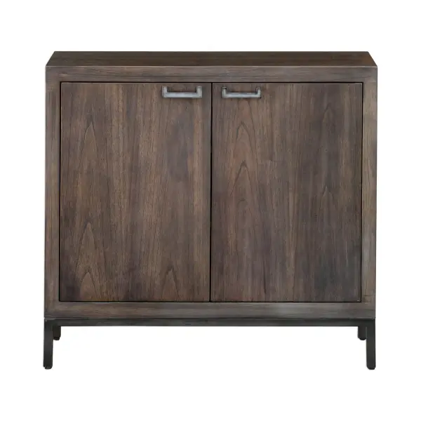Soft Contemporary Styling, Featuring A Paris Silver Finish, A Subtle Metallic Silver Over A Light Walnut Stain, Set Atop A Simplistic Iron Base Finished In Aged Steel With Coordinating Door Pulls. Has Two Adjustable Shelves. Collection: Nadie Designer: Matthew Williams Finish: Silver Width: 36.00" Height: 34.50" Length: 12.00" Weight: 70.40 lb Material: Mango Wood With Mdf Carb Phase 2 Country of Origin: Indonesia Safety Rating: Indoor Only