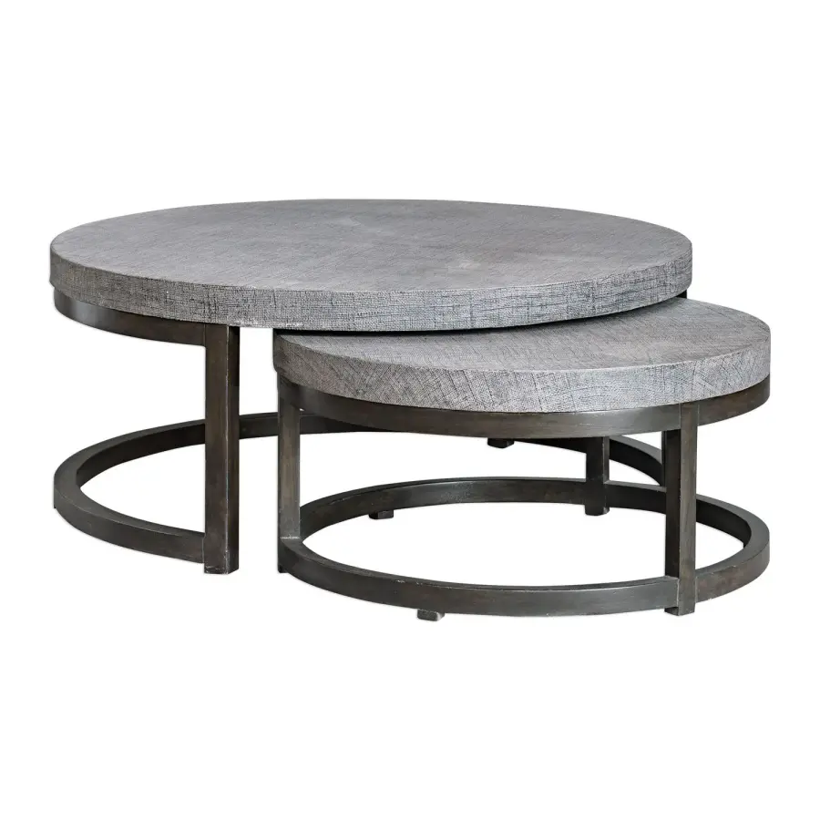 Aiyara Nesting Tables, Set of 2 in Rubbed Black Coffee
