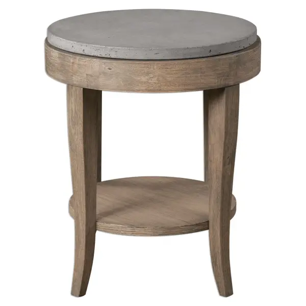 A Casual Farmhouse Inspired Side Table With Birch Wood Veneer, Finished In A Natural Brown Glaze With A Solid Poured Concrete Surface Top. Collection: Deka Designer: Matthew Williams Finish: Brown Glazed Natural Width: 24.00" Height: 28.50" Length: 24.00" Weight: 66.00 lb Material: Wood, Concrete Country of Origin: Vietnam Safety Rating: Indoor Only