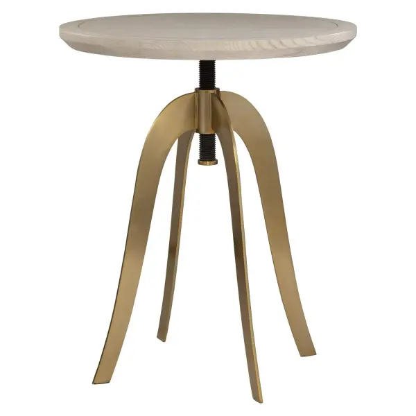 Striking And Functional Alice's White Washed Oak Veneer Top Can Be Easily Adjusted To Different Heights, From 20" To 26". Accented By Four Striking Brass Plated Stainless Steel Legs This Piece Blends Contemporary Aesthetics With Practicality. Collection: Alice Designer: Matthew Williams Finish: Striking Brass Width: 20.00" Height: 26.00" Length: 20.00" Weight: 19.80 lb Material: Metal, Mdf, Oak Veneer Country of Origin: Vietnam Safety Rating: Indoor Only