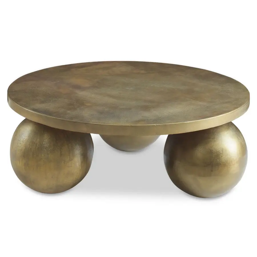 Triplet Coffee Table in Antique Brass